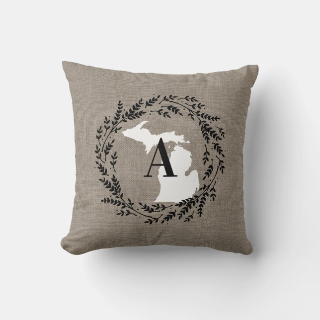 Oreiller à lancer de monogramme de couronne rustiq (Recto)