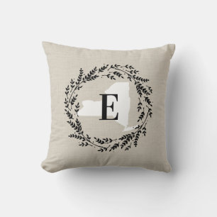 Oreiller à lancer de monogramme de couronne rustiq
