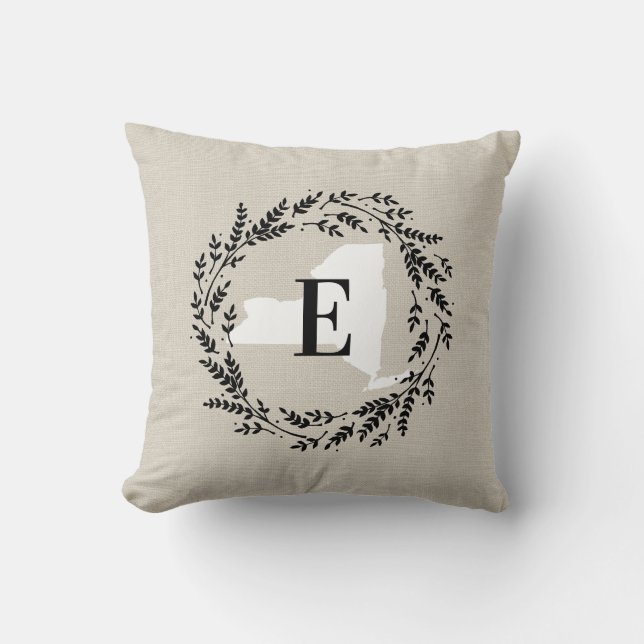 Oreiller à lancer de monogramme de couronne rustiq (Recto)