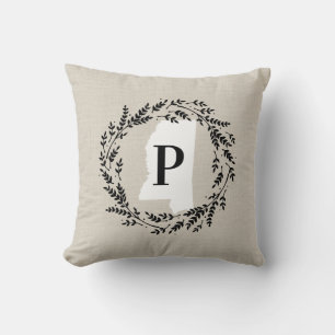 Oreiller à lancer de monogramme de couronne rustiq