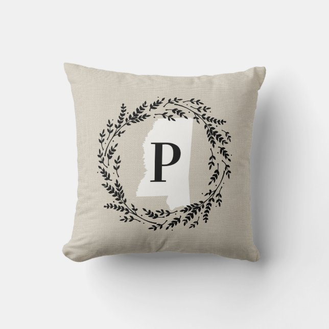 Oreiller à lancer de monogramme de couronne rustiq (Recto)
