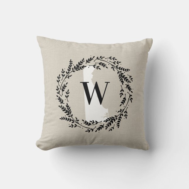 Oreiller à lancer de monogramme de couronne rustiq (Recto)