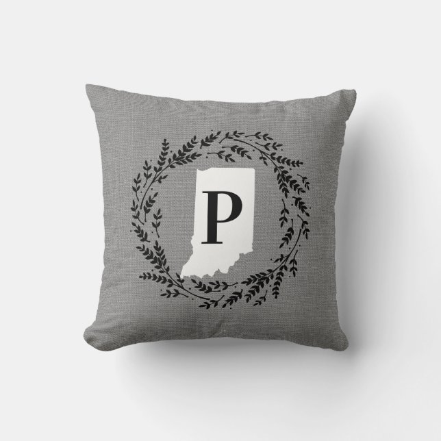 Oreiller à lancer de monogramme de couronne rustiq (Recto)