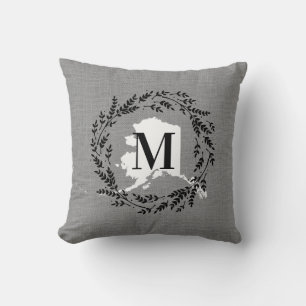 Oreiller à lancer de monogramme de germe rustique 