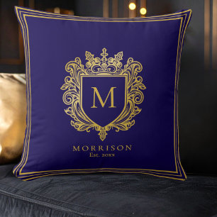 Oreiller à lancer de monogramme d'or
