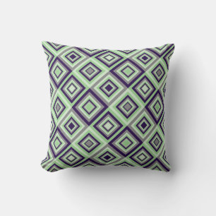 Oreiller à lancer de Motif de diamant vert pourpre