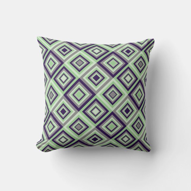 Oreiller à lancer de Motif de diamant vert pourpre (Recto)