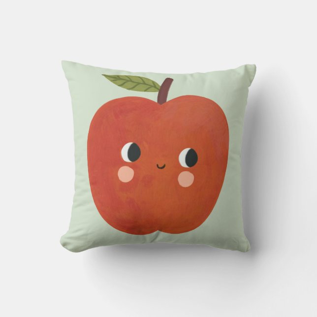 Oreiller à lancer de pomme souriant | Nourriture à (Recto)