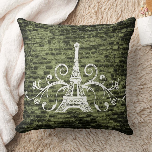 Oreiller à lancer de serviettes Eiffel vert (Couverture)