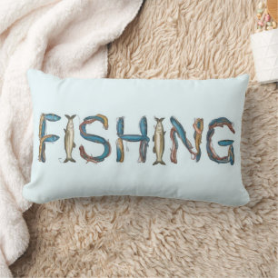 Oreiller à lancer de texte de pêche