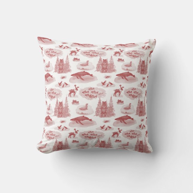 Oreiller à lancer de toile d'Alaska (rouge brique) (Recto)