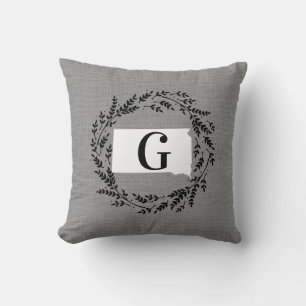 Oreiller à lancer du monogramme de couronne rustiq