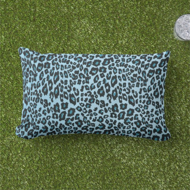 Oreiller à lancer Empreinte de léopard bleu sauvag (Herbe)