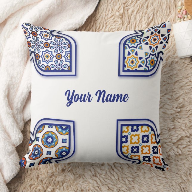 Oreiller à lancer en mosaïque marocaine Zellij - T (Couverture)