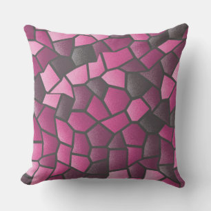 Oreiller à lancer en mosaïque rose chaud