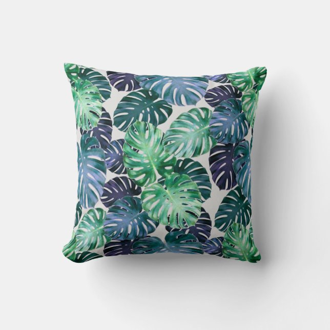 Oreiller à lancer Feuilles de Monstera Tropical (Recto)