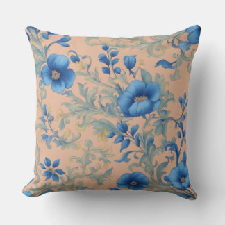 Oreiller à lancer floral bleu
