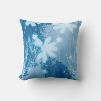 Oreiller à lancer floral bleu