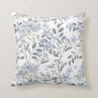 Oreiller à lancer floral bleu pâle