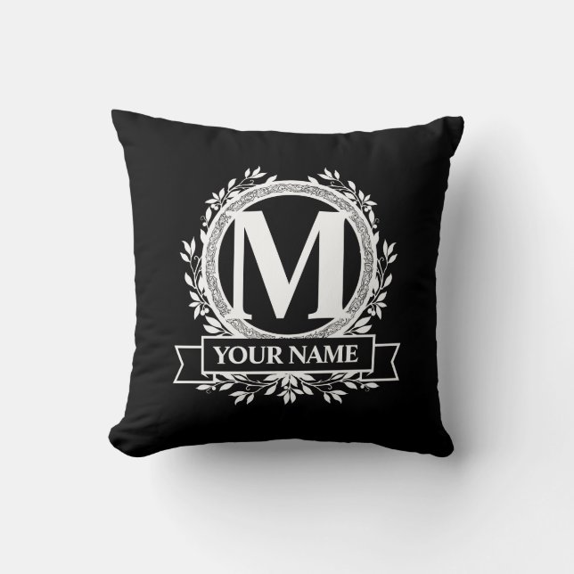 Oreiller à lancer Floral Monogramme Design (Recto)