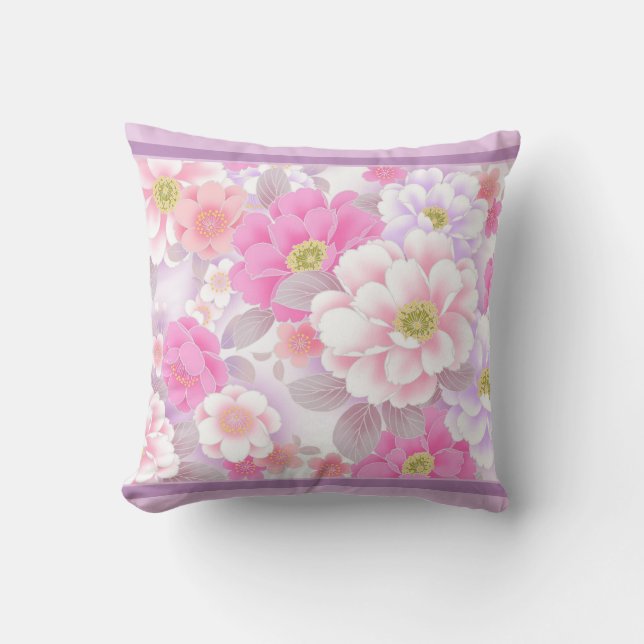 Oreiller à lancer floral romantique (Recto)