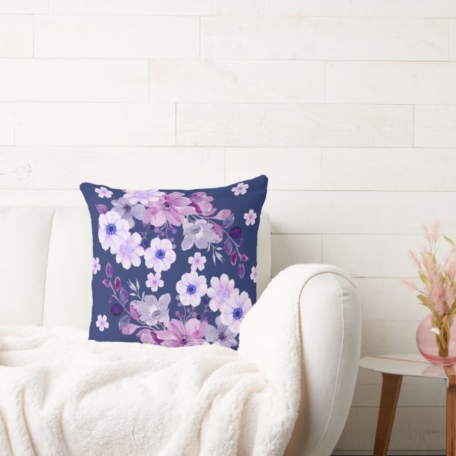 Oreiller à lancer floral teint violet doux (Canapé)