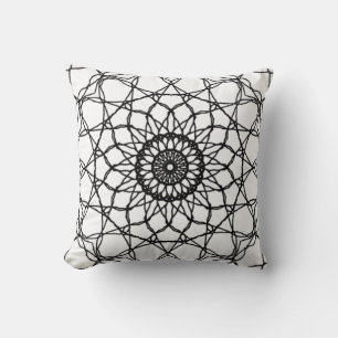 Oreiller à lancer Mandala noir et blanc
