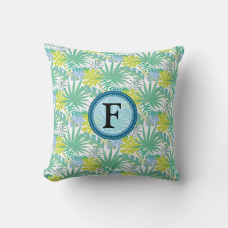 Oreiller à lancer monogramme de conception tropica
