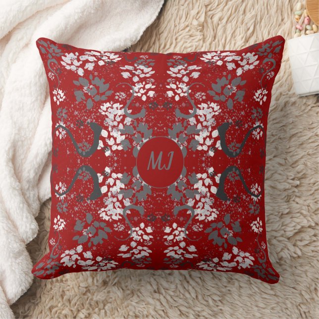 Oreiller à lancer monogramme de peinture chic (Couverture)