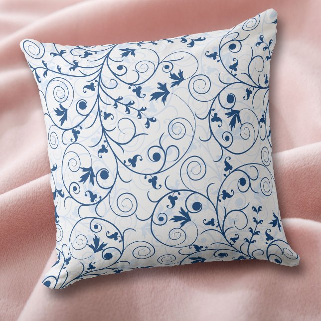 Oreiller à lancer Motif à feuille bleue rétro (Créateur téléchargé)