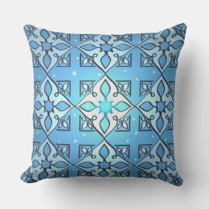 Oreiller à lancer Motif bleu inspiré du MId-Est