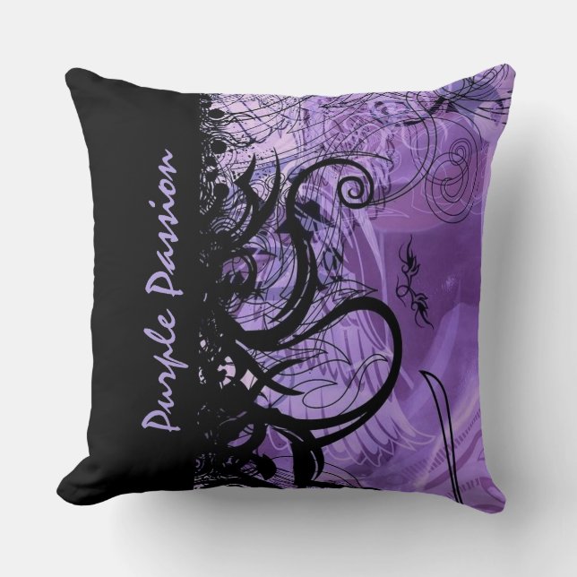 Oreiller à lancer Motif de goth noir et pourpre (Recto)