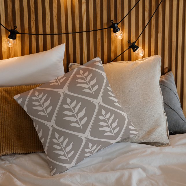 Oreiller à lancer neuf moderne (Modern Neutral Botanical Throw Pillow)