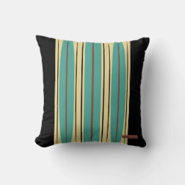 Oreiller à lancer noir avec des accents bleu, beig