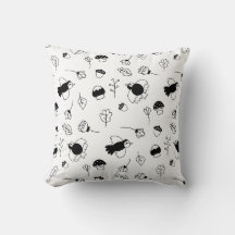 Oreiller à lancer noir et blanc personnalisable