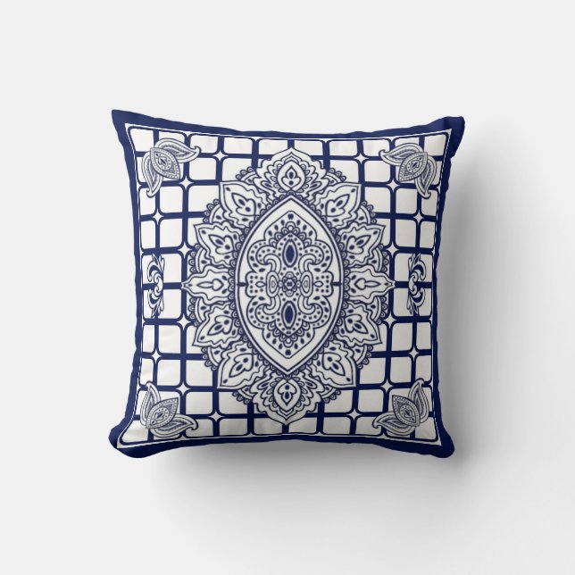 Oreiller à lancer réversible bleu royal (Recto)