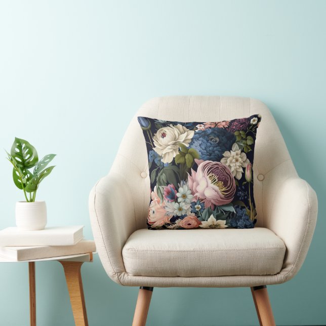 Oreiller à lancer rose et bleu (Chaise)