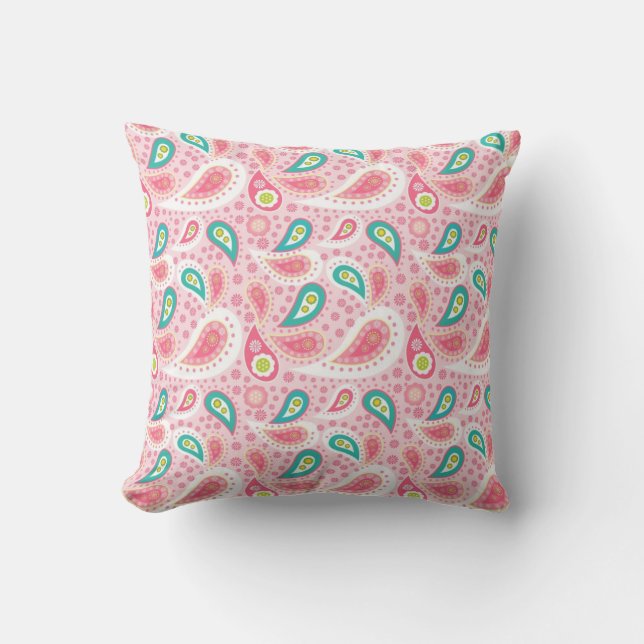 Oreiller à lancer rose et Turquoise (Recto)
