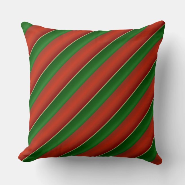 Oreiller à lancer rouge et vert rayé (Recto)