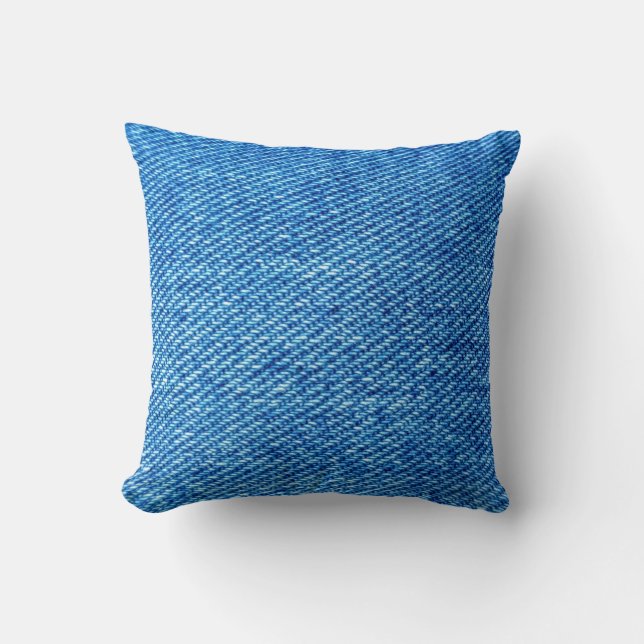 Oreiller à lancer textile Faux Blue Denim (Recto)
