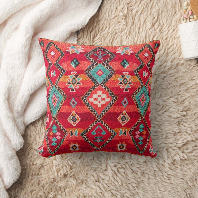 Oreiller à lancer traditionnel bohème marocain rou (Couverture)