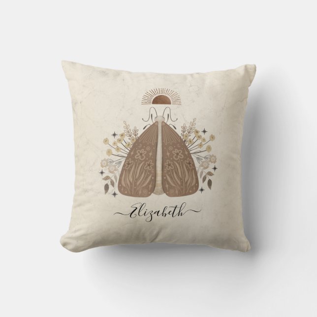 Oreiller à lancer Vintage de papillon Boho moderne (Recto)