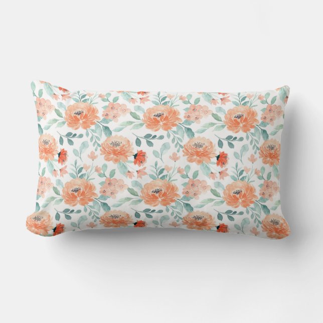 Oreiller à l'aquarelle Florale Rectangulaire (Recto)