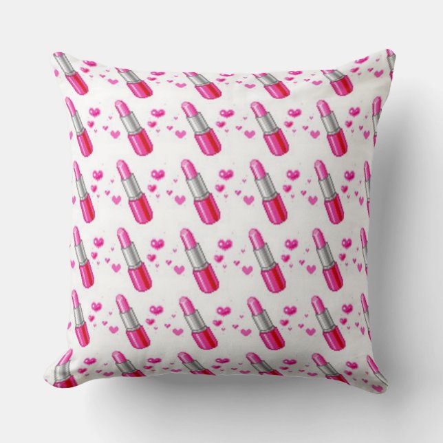 Oreiller à lèvres rose et blanc (Recto)