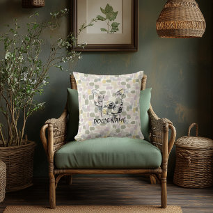 Oreiller à motif abstrait avec portrait de Chihuah