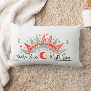 Oreiller à motif céleste Soleil bohème et ciel noc