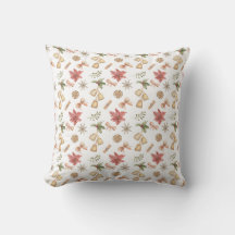 Oreiller à motif de cloches et de rubans aquarelle