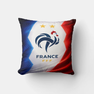 Oreiller à motif de coq avec drapeau français