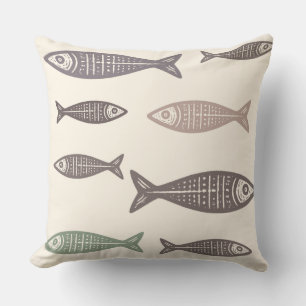 Oreiller à motif de poissons côtiers