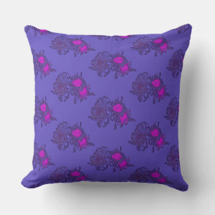 Oreiller à motif floral de chrysanthème pourpre